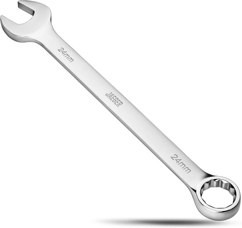 Jaeger 24mm Jumbo Combination Wrench with 15° Offset Box End – Heavy-Duty Metric Wrench with 12-Point Box End, High-Strength Steel, Automotive, Construction, and Mechanical Applications - Image 1